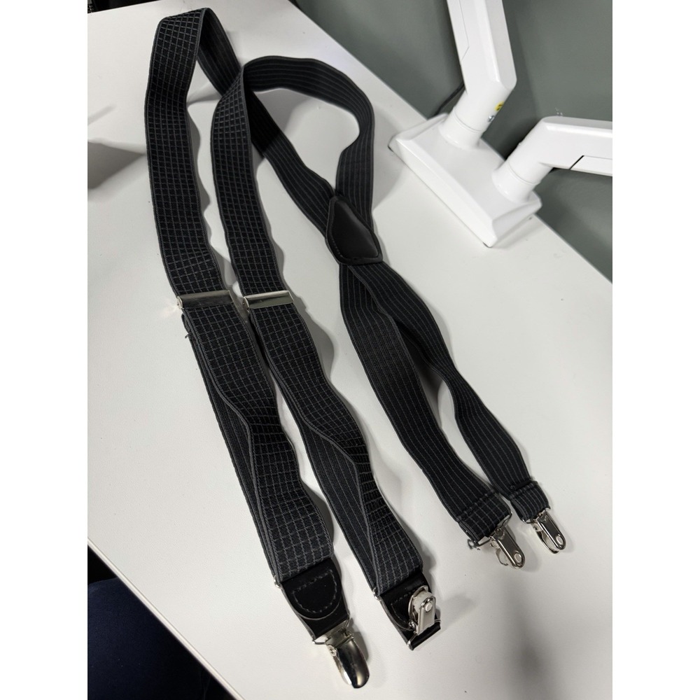 Vtg CAS Black Elastic  Suspenders/Braces Clip-On/A1-0104